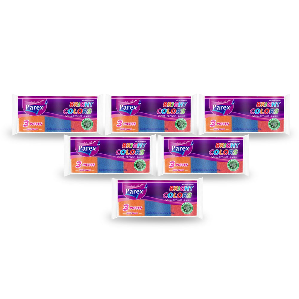 Parex Bright Color Sponge Nail Saver 3 Pieces Value Pack - (Set of 6)