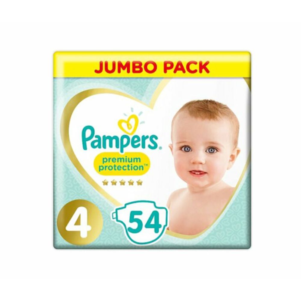 Pampers Premium Protection Diapers Size4 (9-14 kg) - (54 Diapers X Pack of 2 - Total 108 Diapers) - Billjumla.com