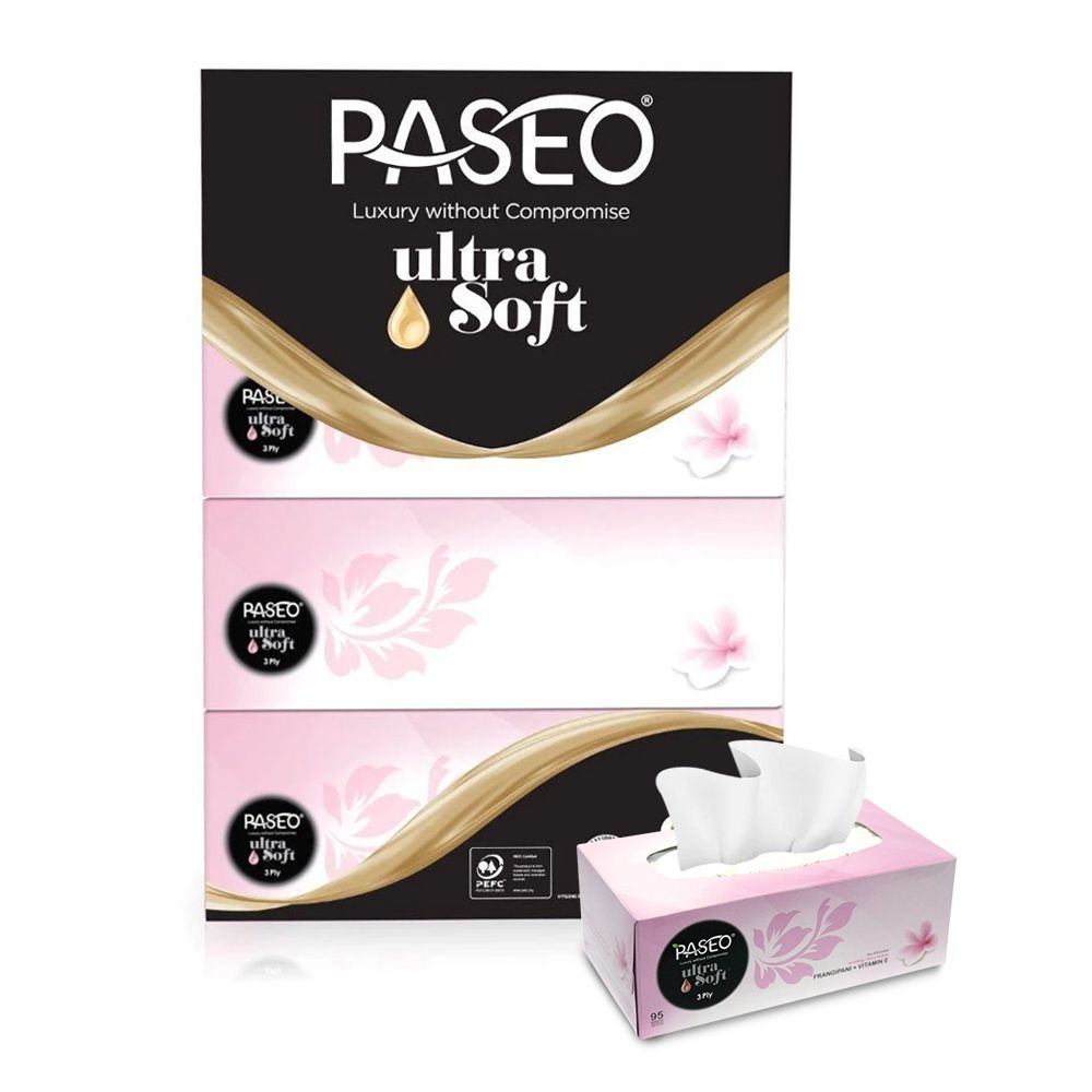 Paseo Face Tissues Frangipani 3 Ply (4 Boxes X Pack of 6 - Total 24 Boxes) - Billjumla.com