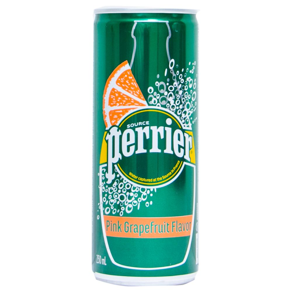 Perrier Pink Grapefruit Flavored Carbonated Mineral Water 250ml (Pack of 30 Cans)