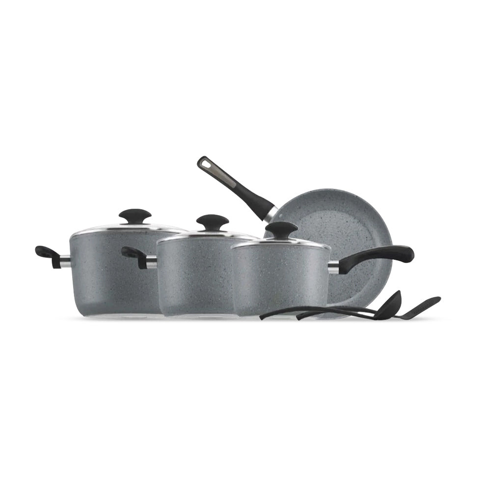 طقم اواني الطبخ من الجرانيت الصلب من بريستيج - 9 قطع بلون رمادي