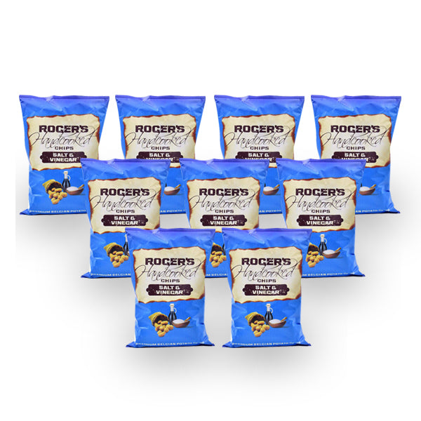 رقائق بطاطا مطبوخة يدويا بالملح والخل 150غ من روجيرز - مجموعة من 9 أكياس
