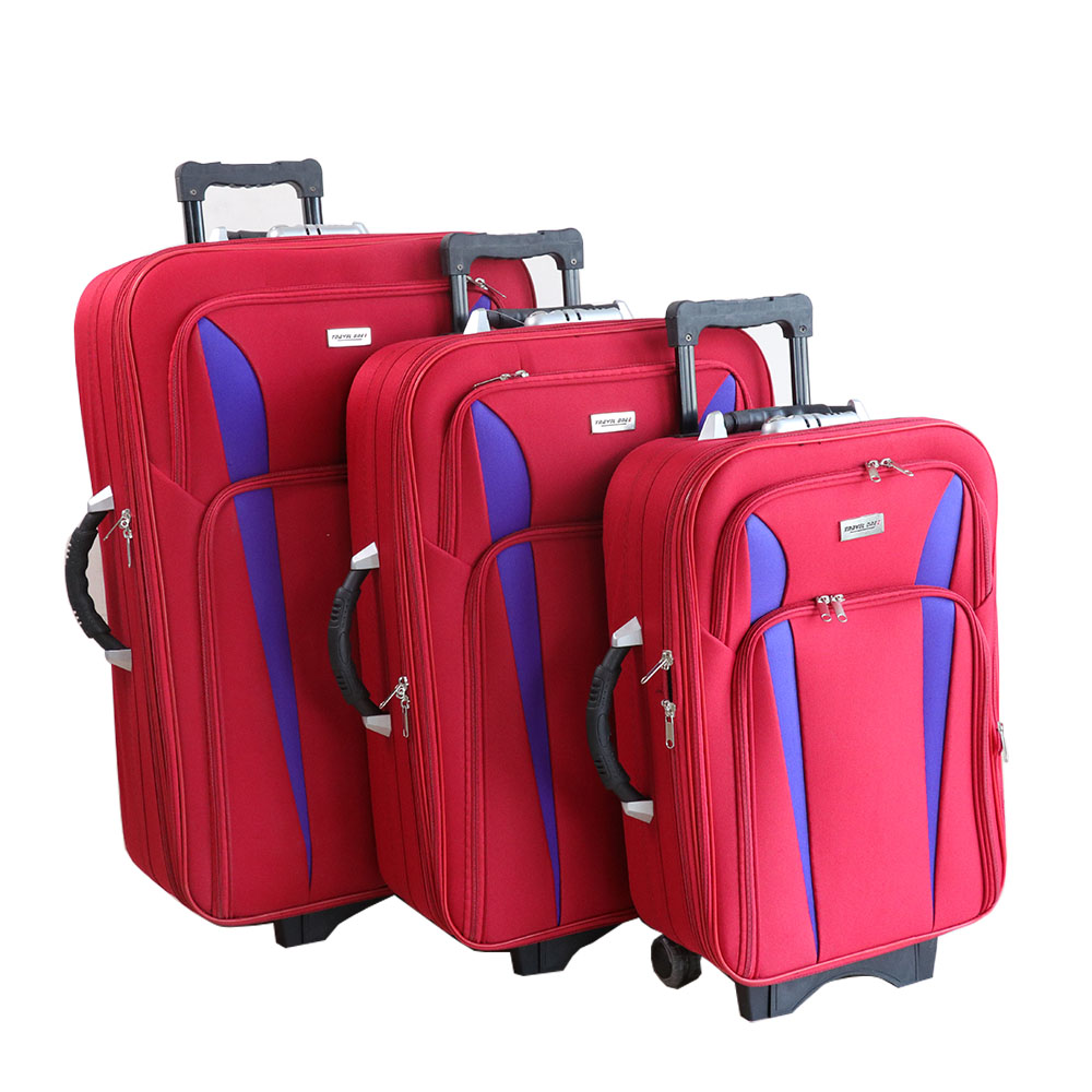 Travel One Soft Trolley Red 3 Pieces 2 Wheel Set Size 20/24/28 Inch - Billjumla.com