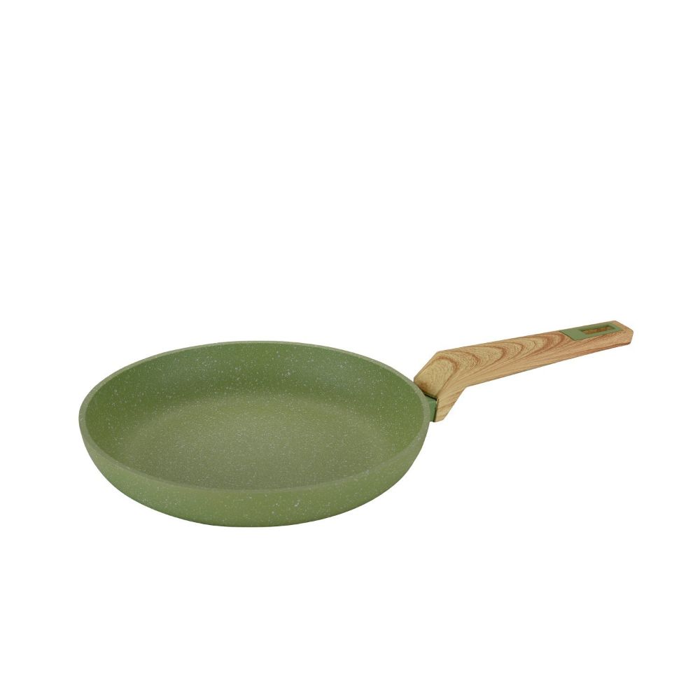 Olive Stone Non-Stick Coated Forged Aluminum Induction Friendly Round Fry Pan - Avocado Green 24 CM - (Pack Of 2) - Billjumla.com