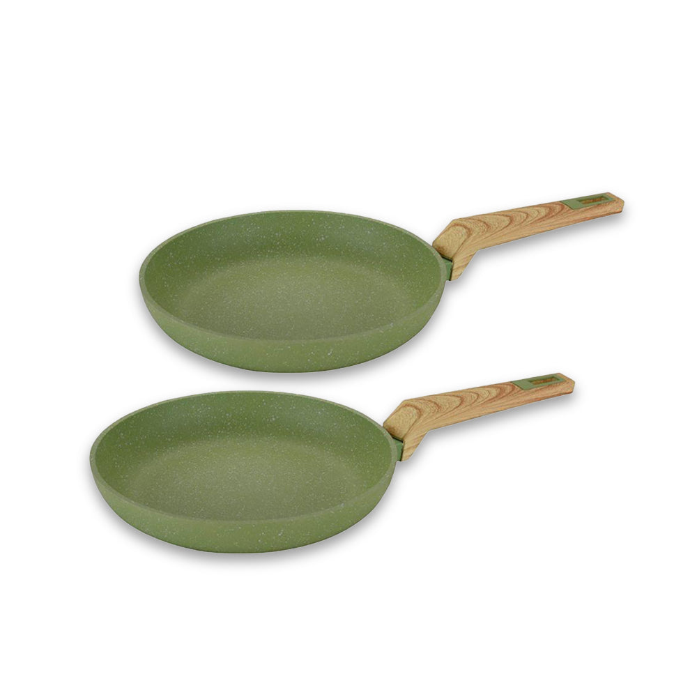 Olive Stone Non-Stick Coated Forged Aluminum Induction Friendly Round Fry Pan - Avocado Green 28 CM - (Pack Of 2)