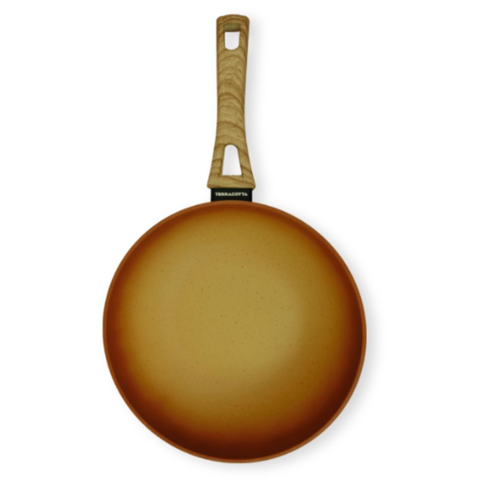 Terracotta Non-Stick Coated Forged Aluminum Induction Friendly Round Fry Pan - Orange 26 CM - (Pack Of 2) - Billjumla.com