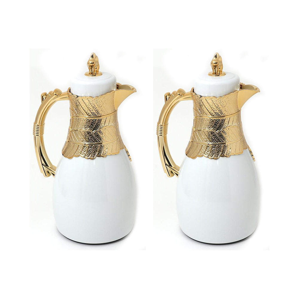 RoyalBlue Arabic Flask White with Gold 1.0 Litre (Pack of 2)