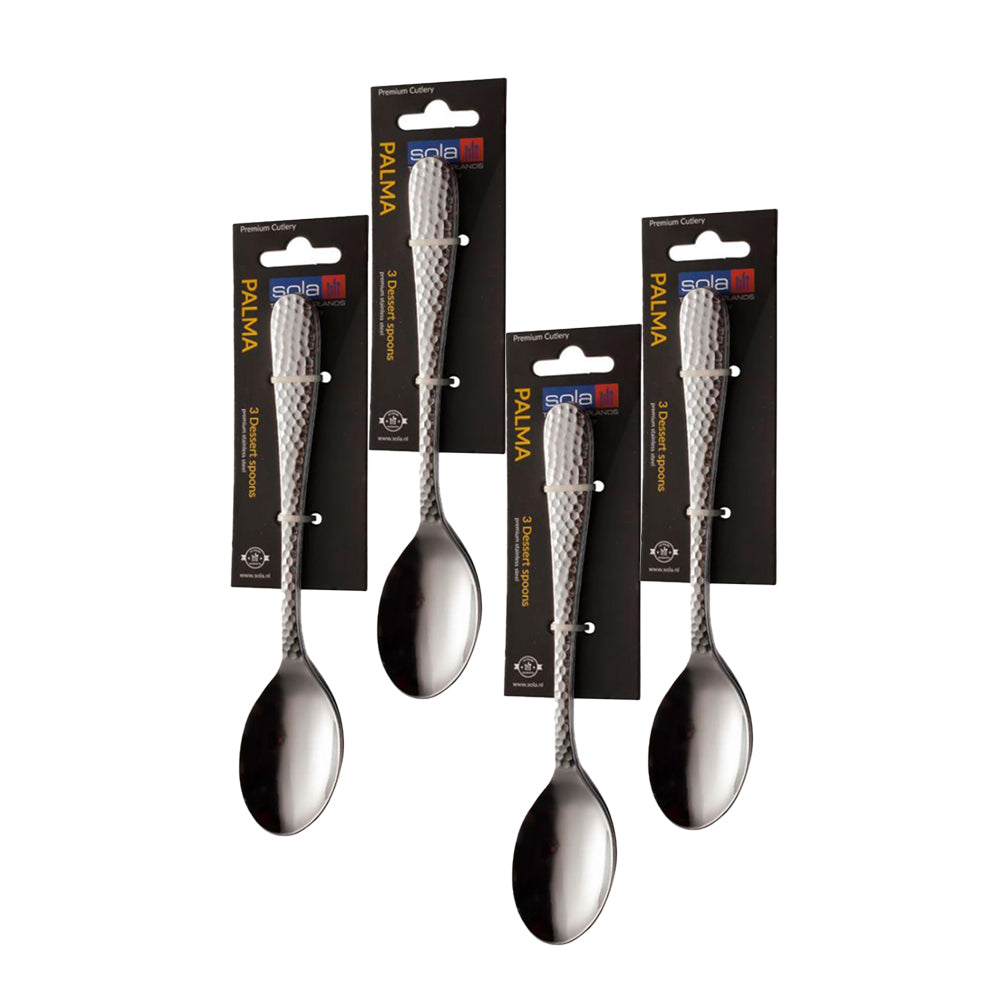 طقم ملاعق حلوى سولا بالما مكون من 3 قطع - عبوة من 4 قطع