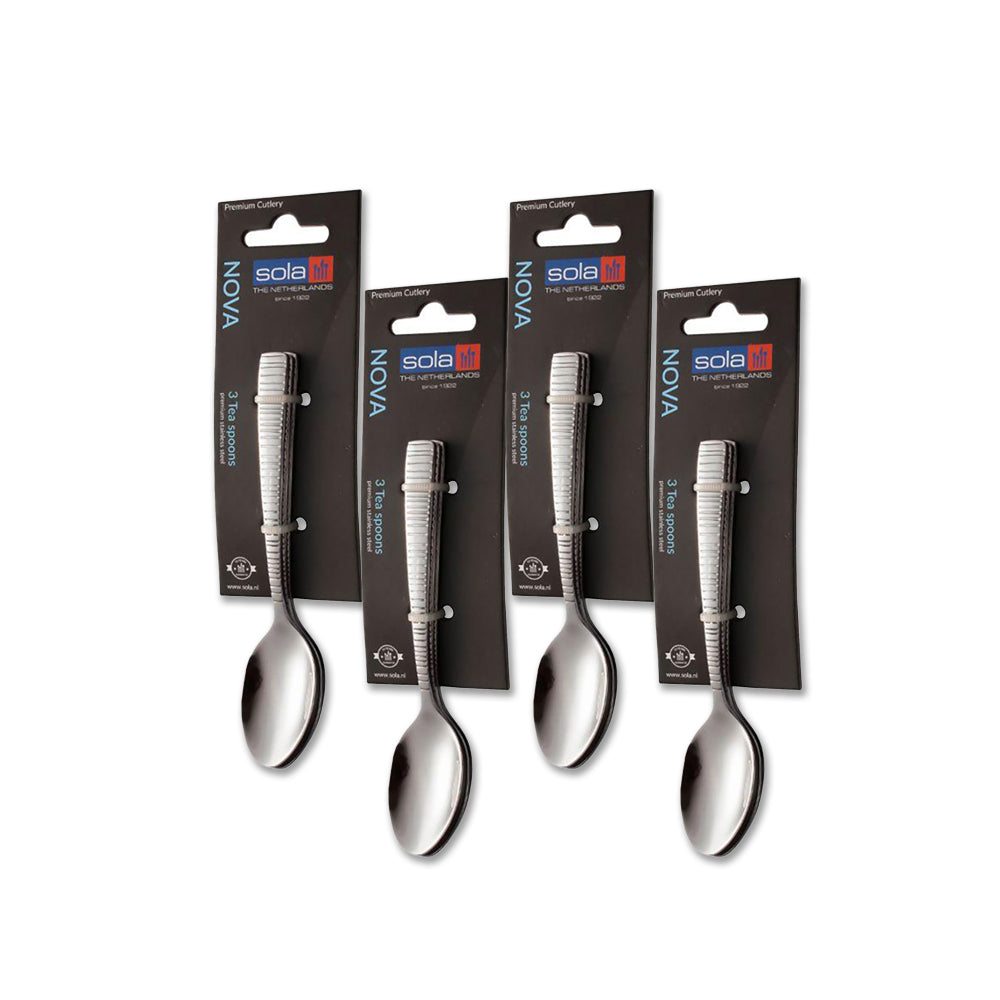 طقم ملاعق شاي سولا نوفا مكون من 3 قطع - عبوة من 4 قطع