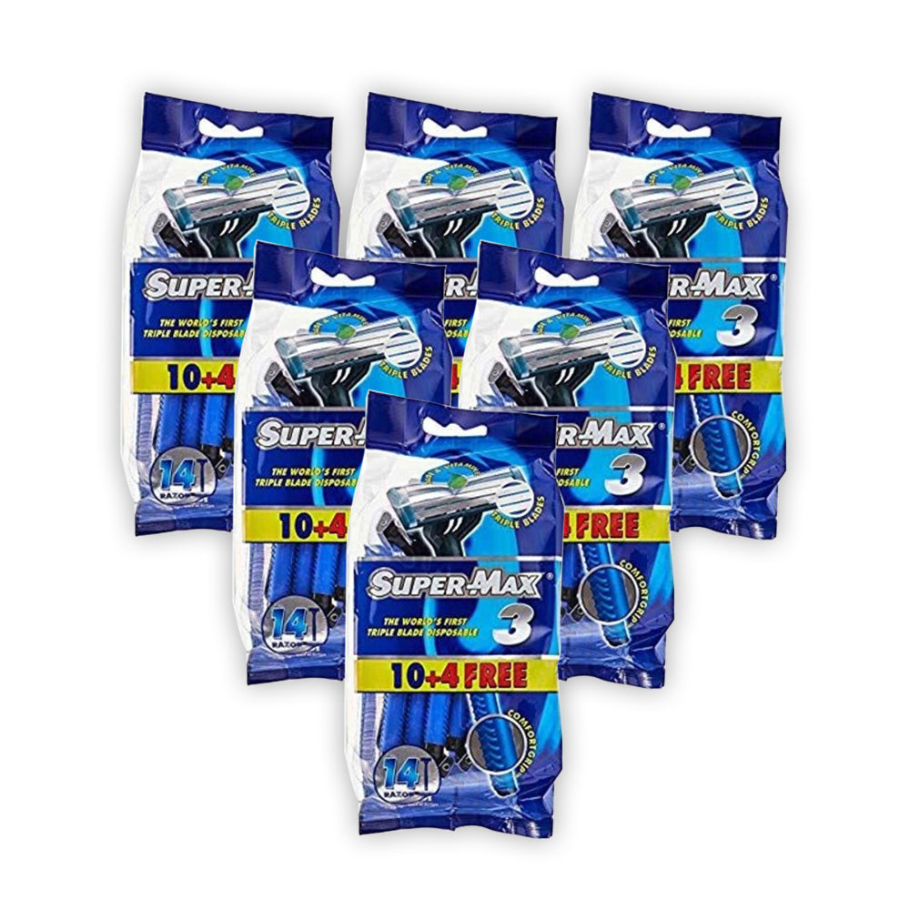 SuperMax Disposables Razor Blades 10+4 - (Pack Of 6 Pieces) - Billjumla.com