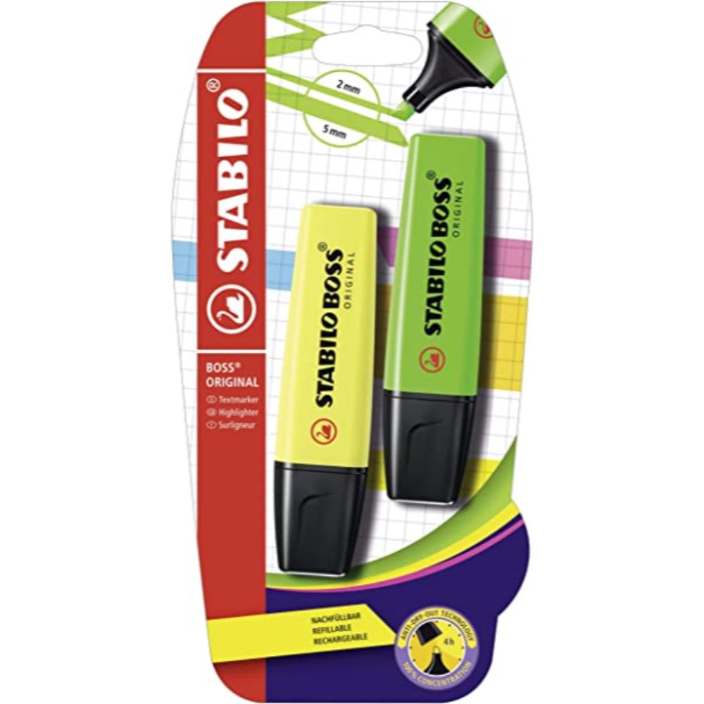 STABILO BOSS ORIGINAL Yellow and Green (pack of 6) - Billjumla.com