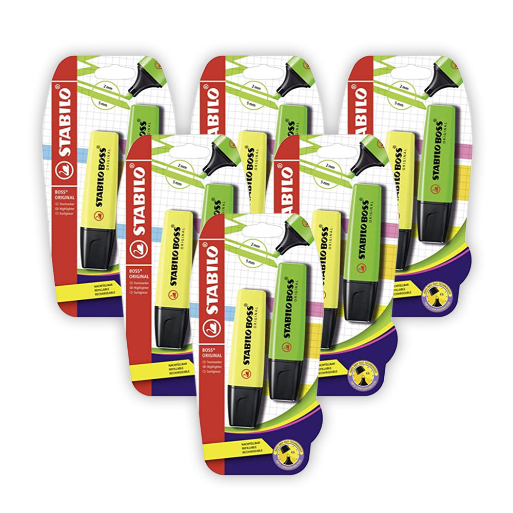 STABILO BOSS ORIGINAL Yellow and Green (pack of 6)