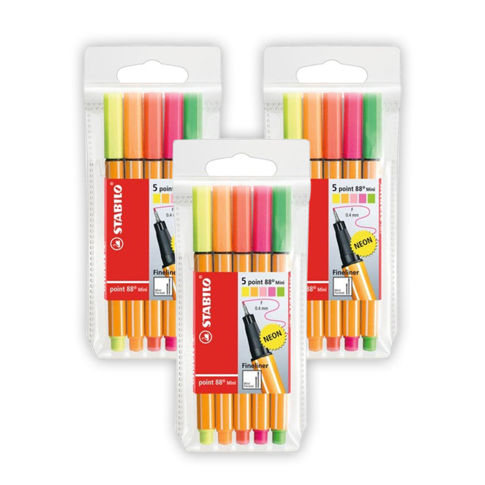 ستابيلو بوينت 88 نيون رفيع للغاية - محفظة من 5 ألوان نيون (عبوة من 3محافظ)