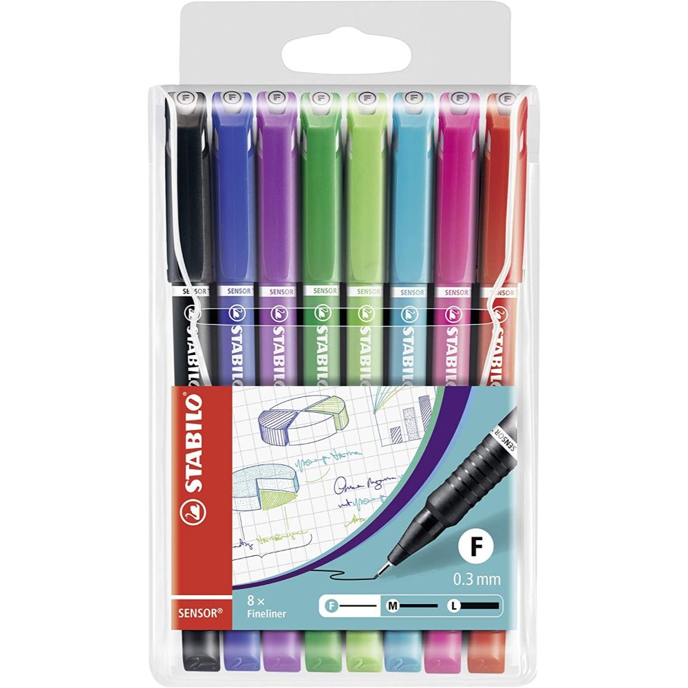 Stabilo Sensor Fineliner Pen Set, 8-Color (pack of 3) - Billjumla.com