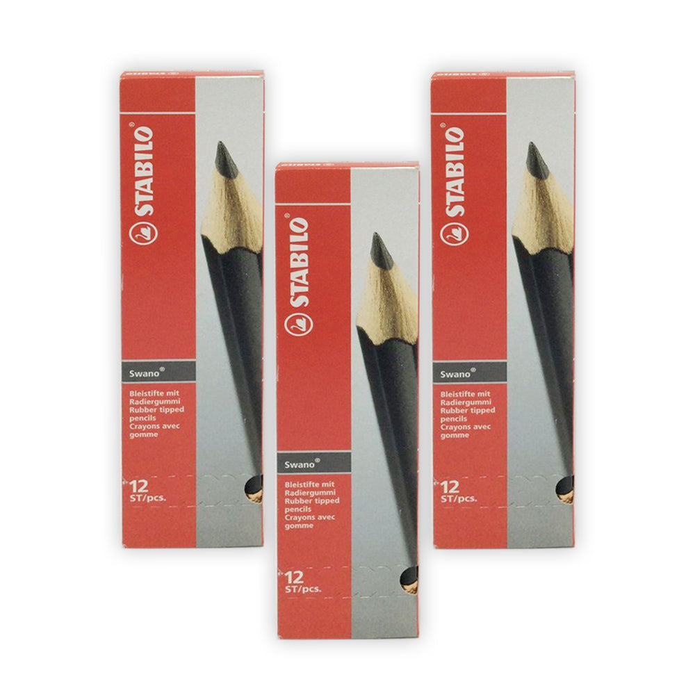 قلم رصاص ستابيلو سوانو ممحاة جرافيت - مجموعة من 12 قلم (عبوة من 3 مجموعات)