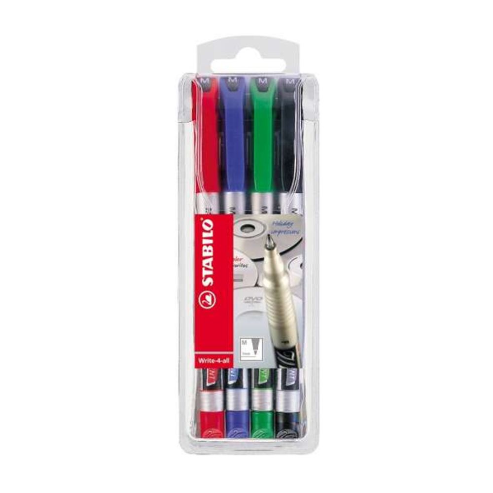 STABILO Write-4-all permanent marker pen - wallet of 4 colors medium (pack of 3) - Billjumla.com