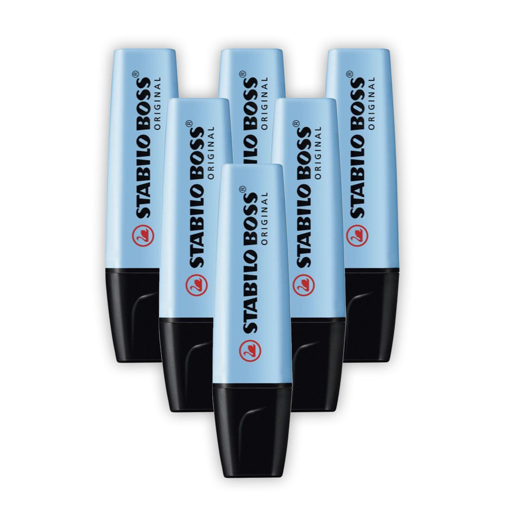 ستابيلو بوص الاصلي قلم تمييز احادي -ازرق (مجموعة من من 6 اقلام)