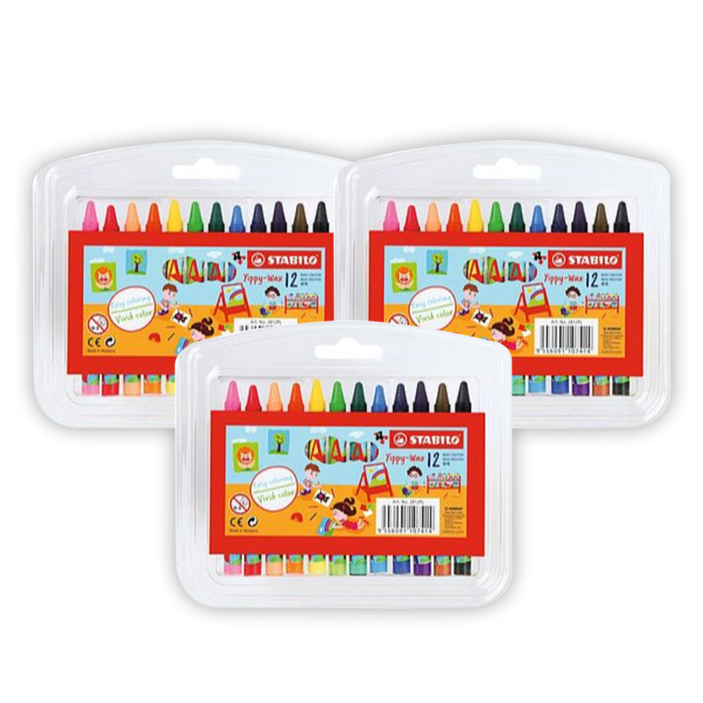 ستابيلو يبي - الشمع 3 لونًا في الكرتون (حزمة من 3)