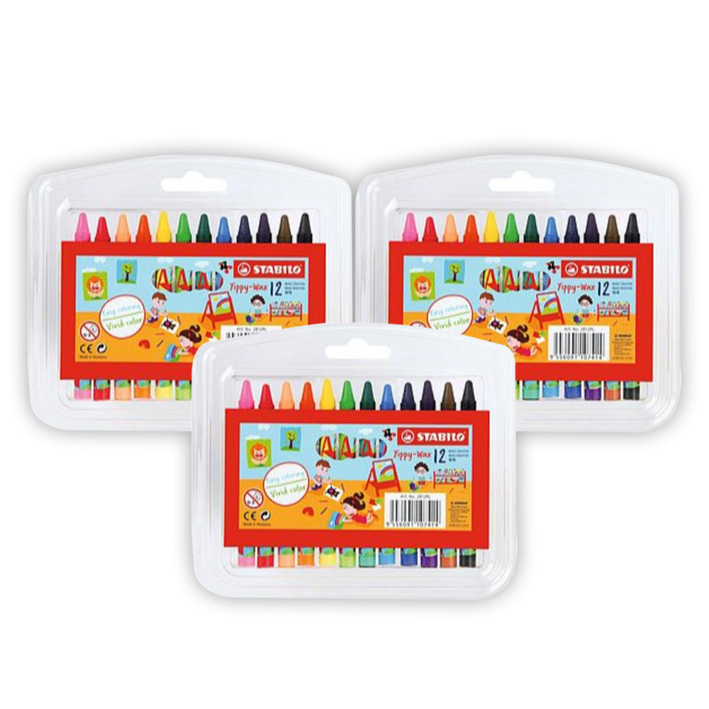 STABILO Yippy-Wax Crayons 12 Pieces (pack of 3)