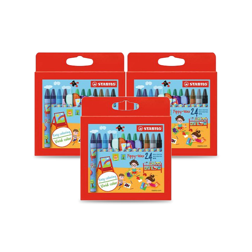 أقلام تلوين شمعية ستابيلو يبي 23 لونًا في الكرتون (عبوة من 3)