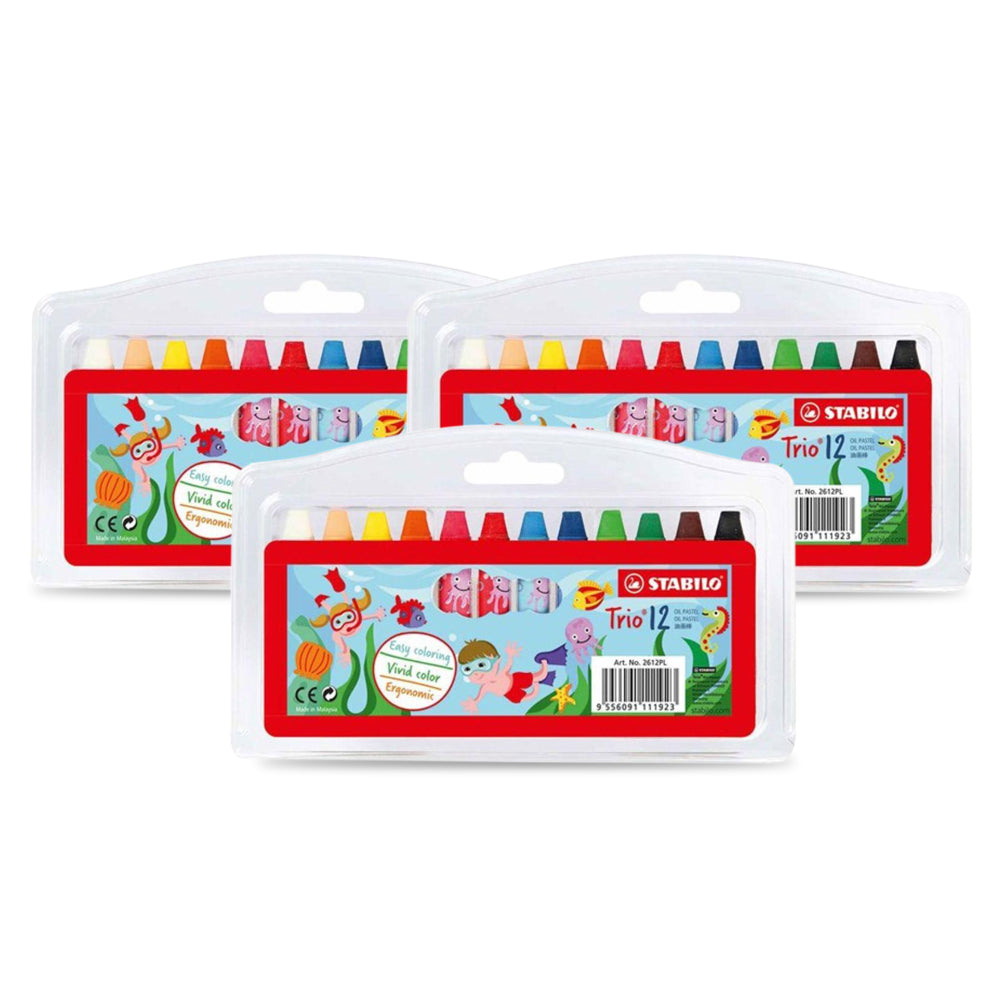 Stabilo Trio Oil Pastel 12 Colors in Wallet (pack of 3)