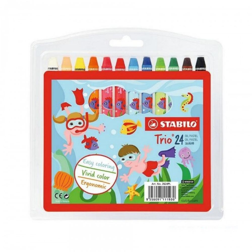 Stabilo Trio Oil Pastel 24 Colors in Wallet (pack of 3) - Billjumla.com