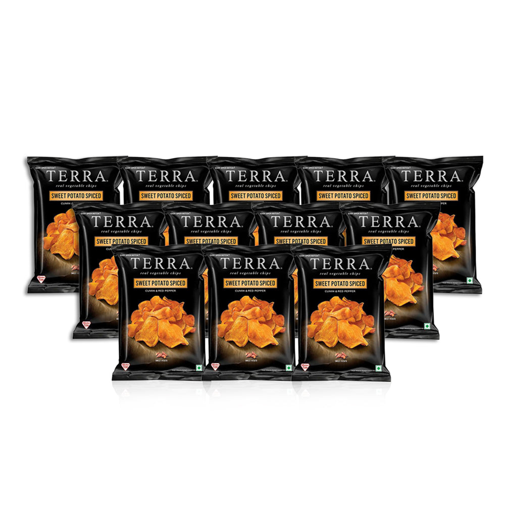 تيرا رقائق البطاطس الحلوة المتبلة بالكمون والفلفل 30 غ (مجموعة من 24 كيس)