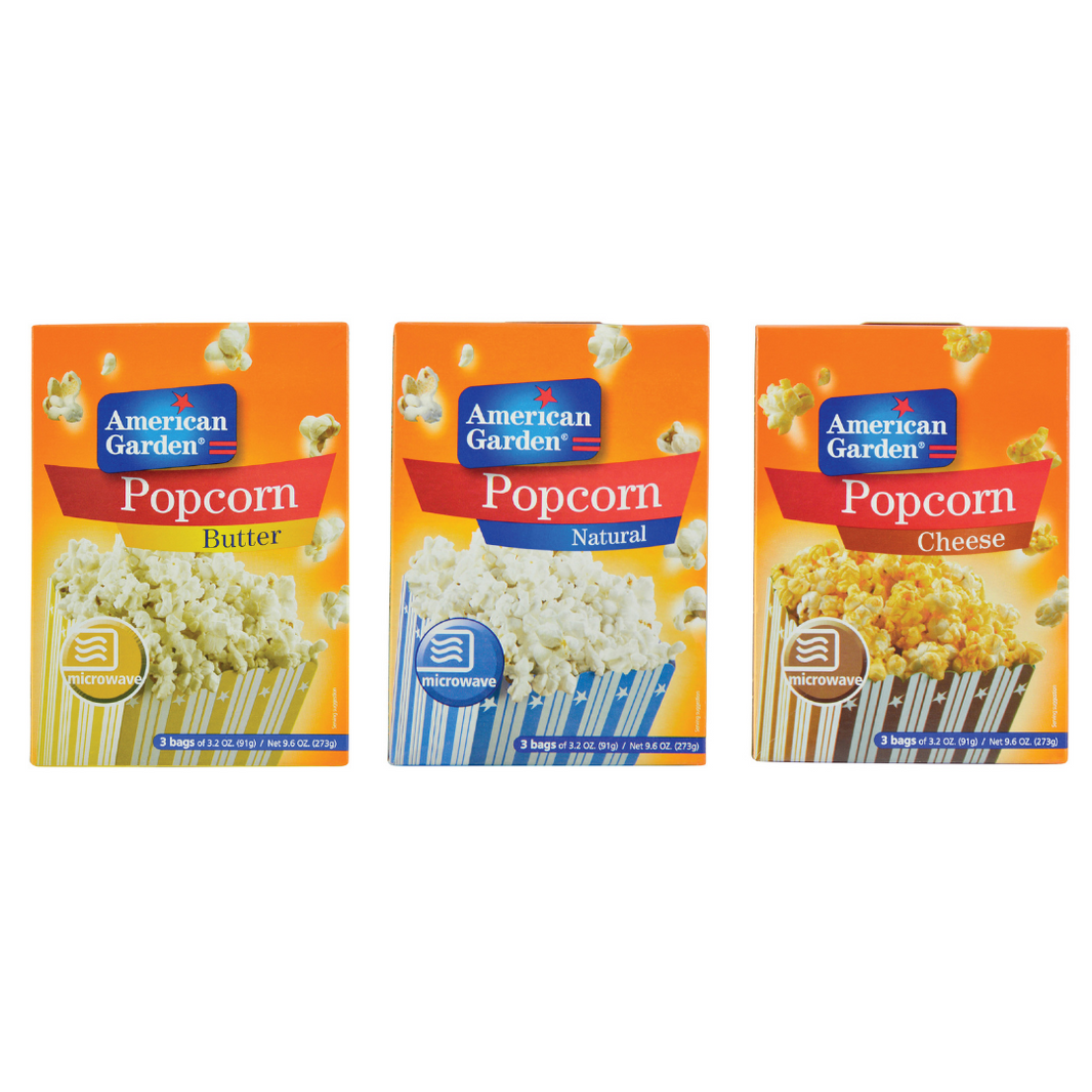 American Garden Popcorn Variety Pack (3 of Each - Total 9 Pieces)