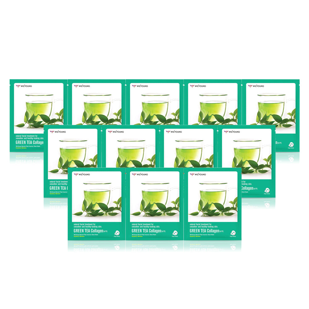 Korean Mask Green Tea Collagen Essence Face Mask Pack - 1 Sheet (Pack Of 24 Sheets) - Billjumla.com