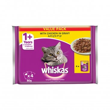 Whiskas Cat Food Chicken Pouch 80g (Pack of 19)