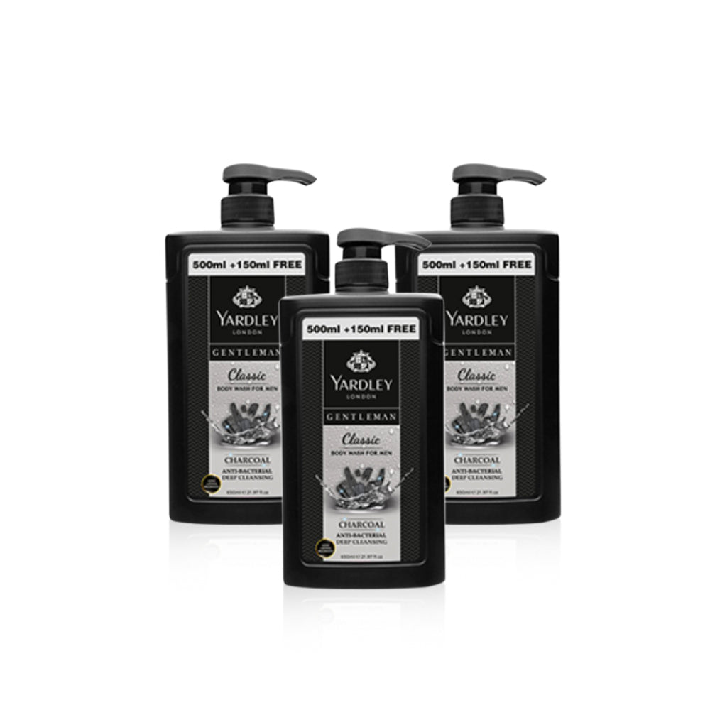 Yardley Classic Body Wash - 500ml + 150ml Free (Pack of 3)