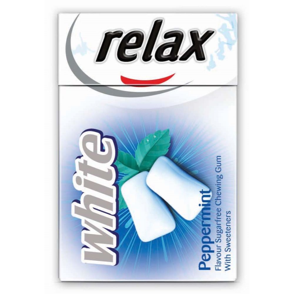 Relax White Peppermint Flavoured Sugar Free Chewing Gum 21.25g (Pack of 16) - Billjumla.com