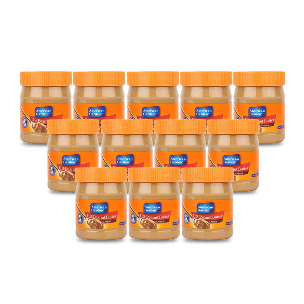أمريكان جاردن يو اس زبدة فول سوداني كريمي 340 غ عبوة من 12 قطعة