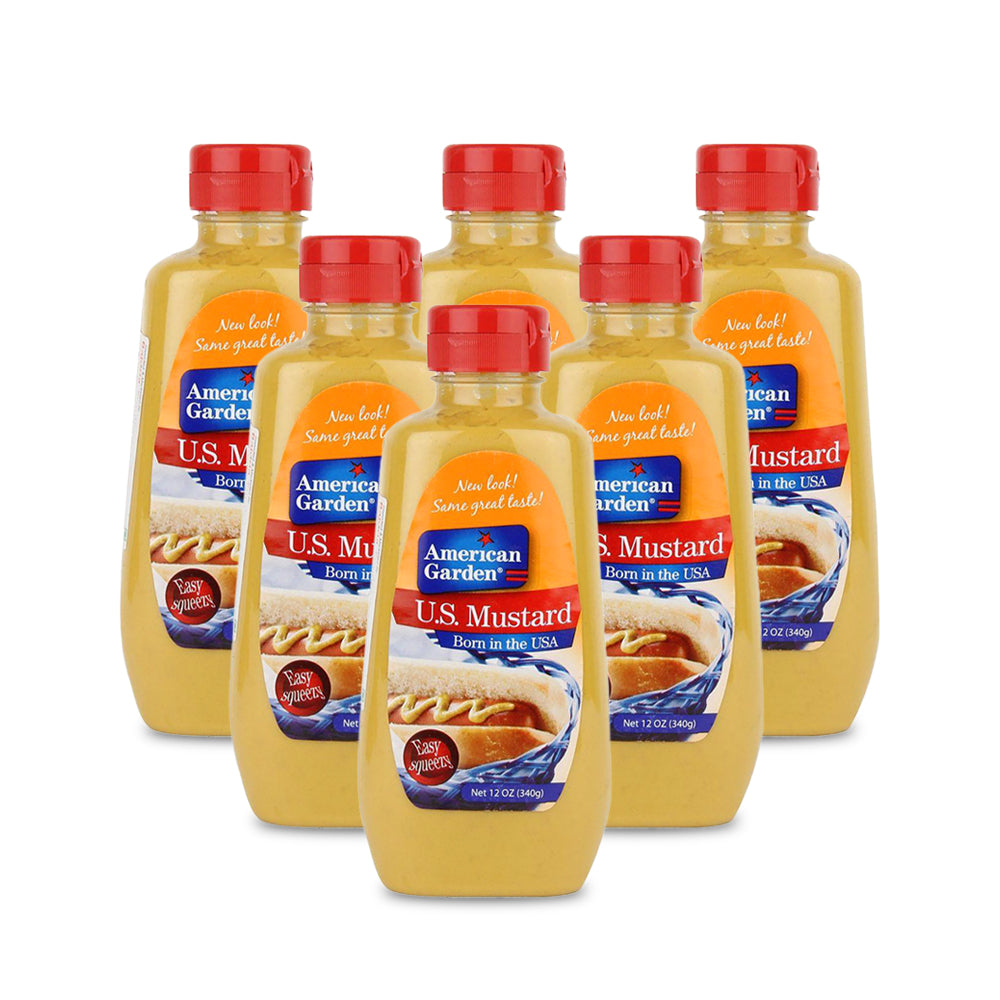 American Garden Squeeze Mustard Clear deli style 340g - (Pack of 6)