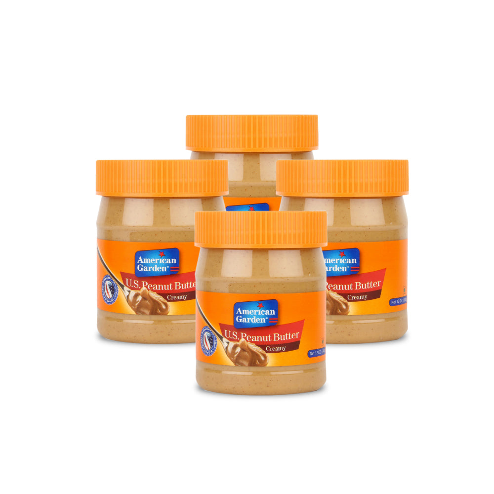 زبدة الفول السوداني الناعمة من أميريكان جاردن 340 غ (مجموعة من 4 علب)