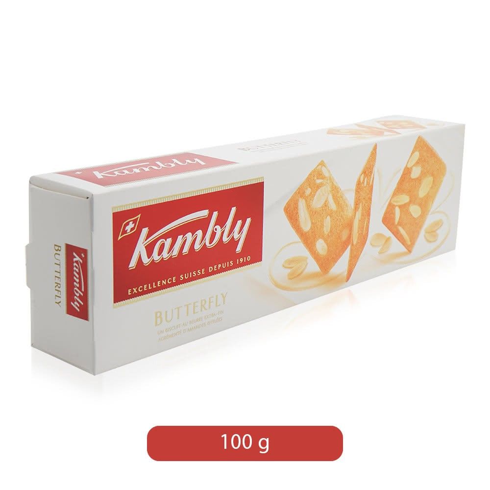 Kambly Butterfly Thin Butter Biscuts With Almond 100G (Pack Of 6) - Billjumla.com