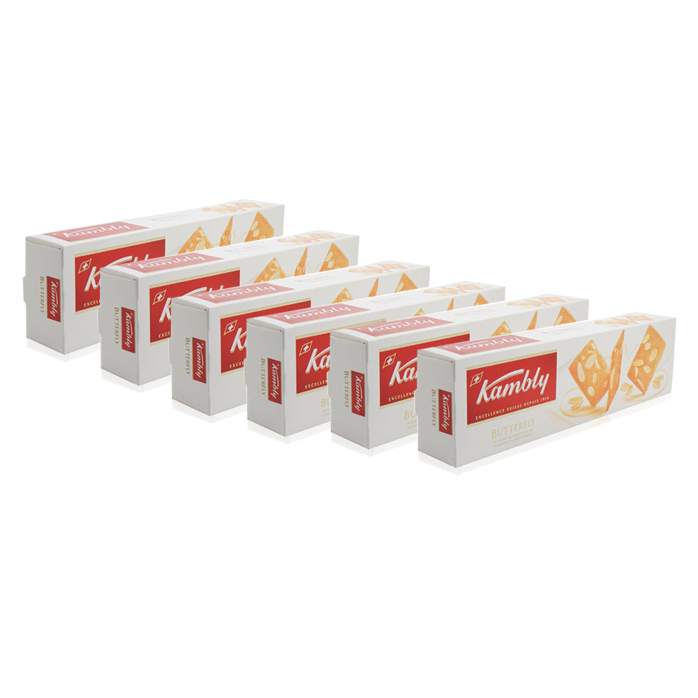 Kambly Butterfly Thin Butter Biscuts With Almond 100G (Pack Of 6)