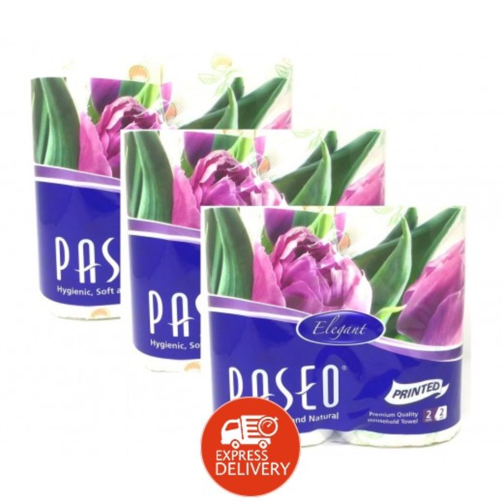 Paseo Kitchen Towel 2Ply 70'sheets (Pack of 2 - Total 12 Pieces) - Billjumla.com