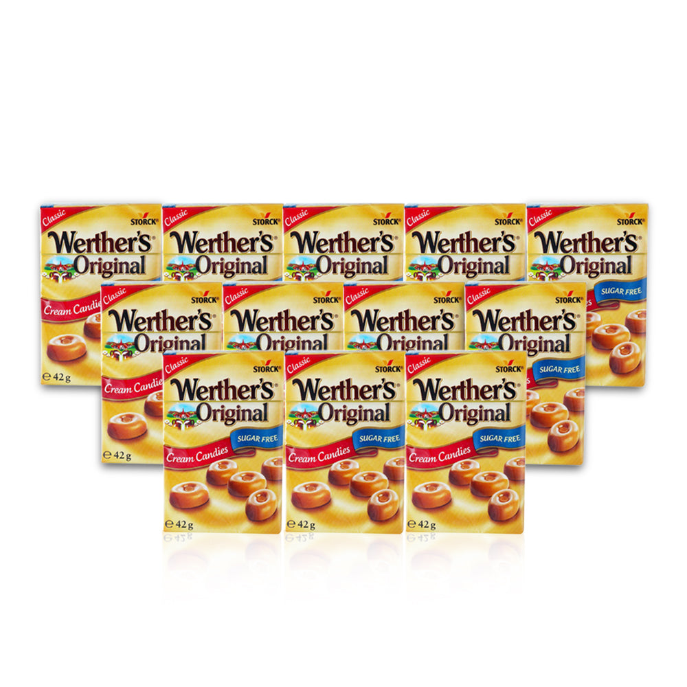 Storck Werthers Original Cream Candy Sugar Free Fliptop Pack 42g - (Pack of 8)