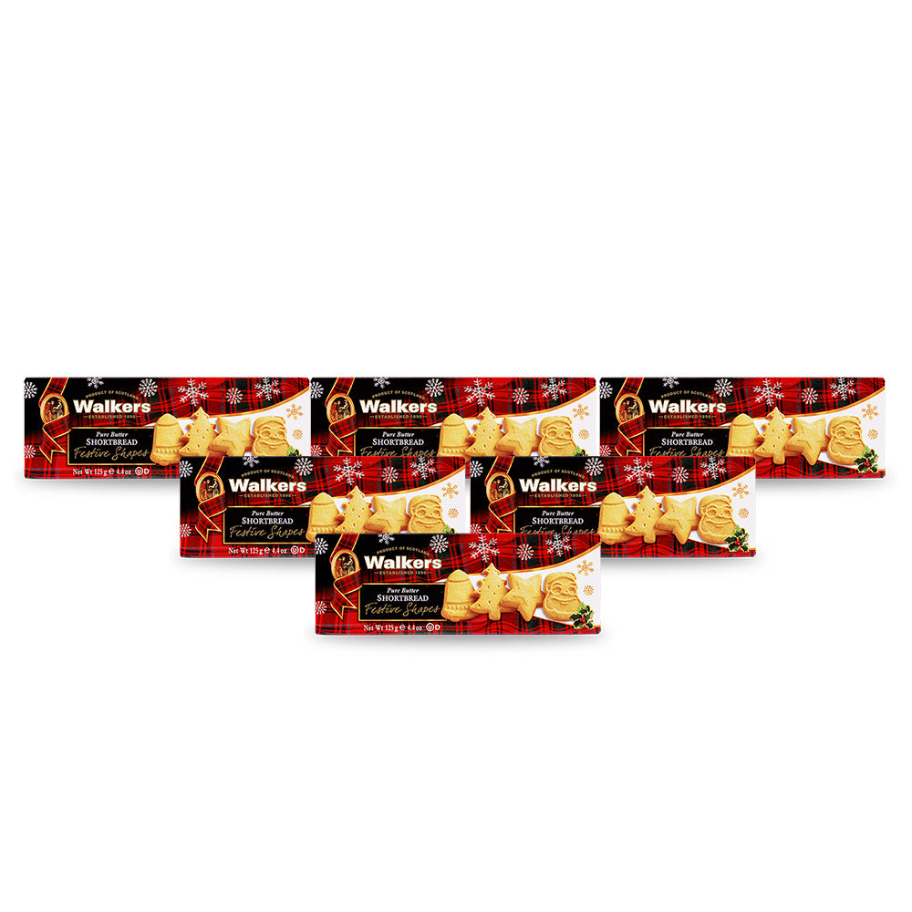 Walkers Shortbread Festive Shapes 125g (Pack of 6)
