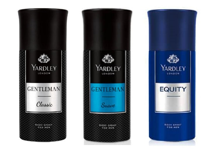 Yardley Body Spray For Men 150 ml - Classic + Suave + Equity Free