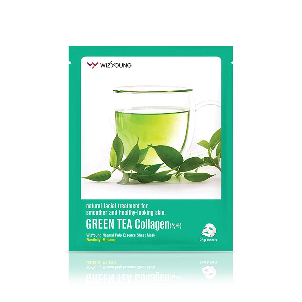Korean Mask Green Tea Collagen Essence Face Mask Pack - 1 Sheet (Pack Of 24 Sheets) - Billjumla.com