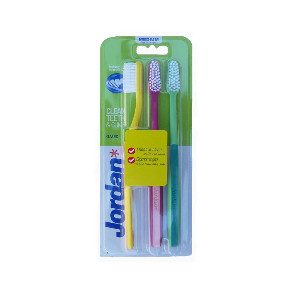Jordan Tooth Brush Classic Medium 2+1 FREE (Pack of 3 Pieces x 6 Packs) - Billjumla.com