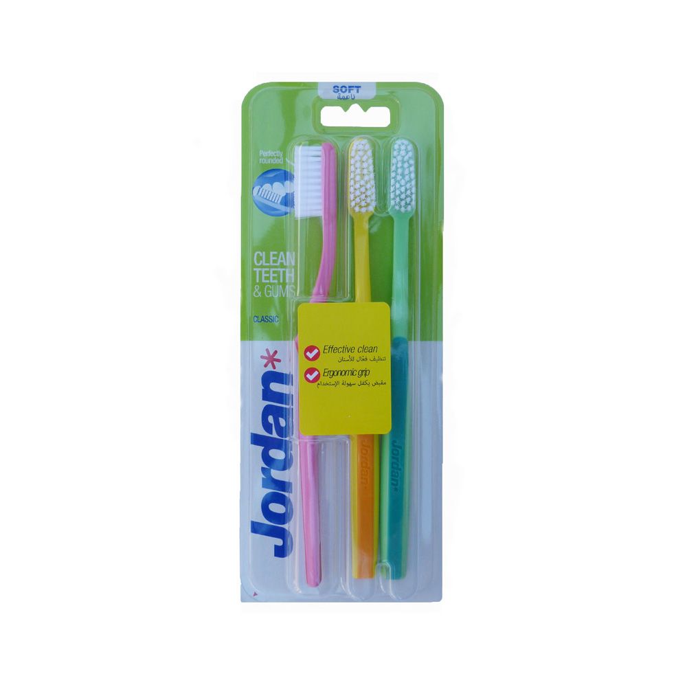Jordan Tooth Brush Classic Soft 2+1 FREE (Pack of 3 Pieces x 6 Packs) - Billjumla.com