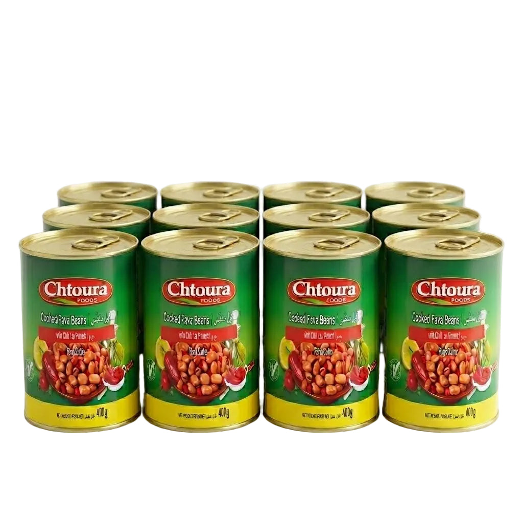 CHTOURA FAVA BEANS WITH CHILLI 4X400g (Total 12pcs)