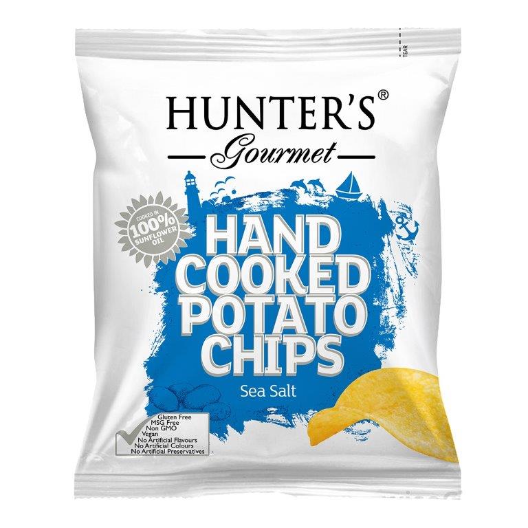 Hunter's Hand Cooked Potato Chips Sea Salt Pouch 40g (Pack of 12)