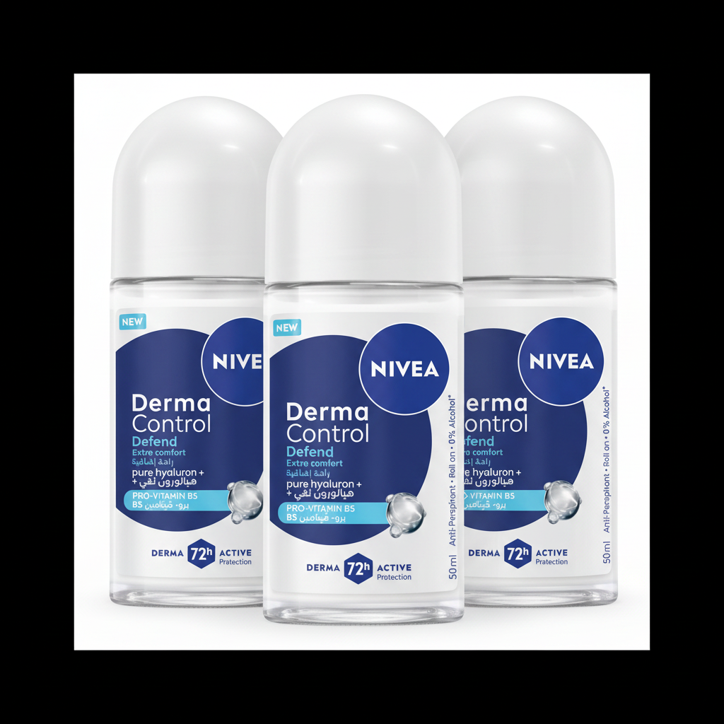 NIVEA FEMALE ROLL ON DERMA CONTROL DEFEND 50ML (Pack of 3)