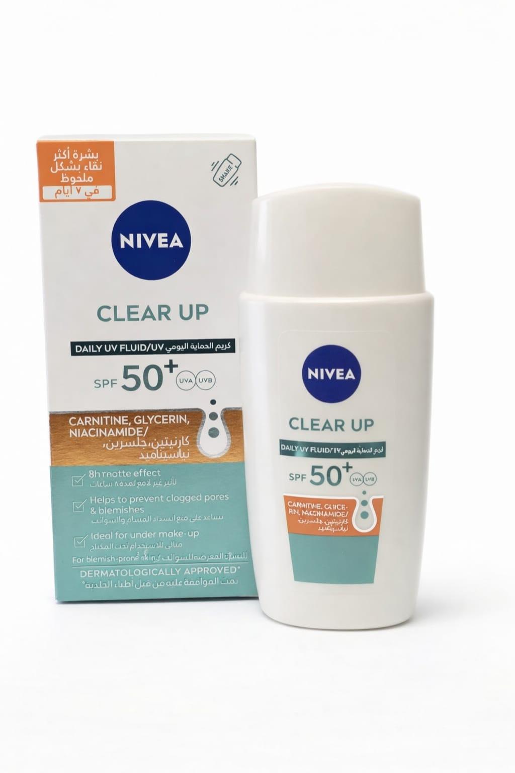 NIVEA DERMA SKIN CLEAR DAILY UV FLUID SPF 50+ 40 ML (Pack of 3)