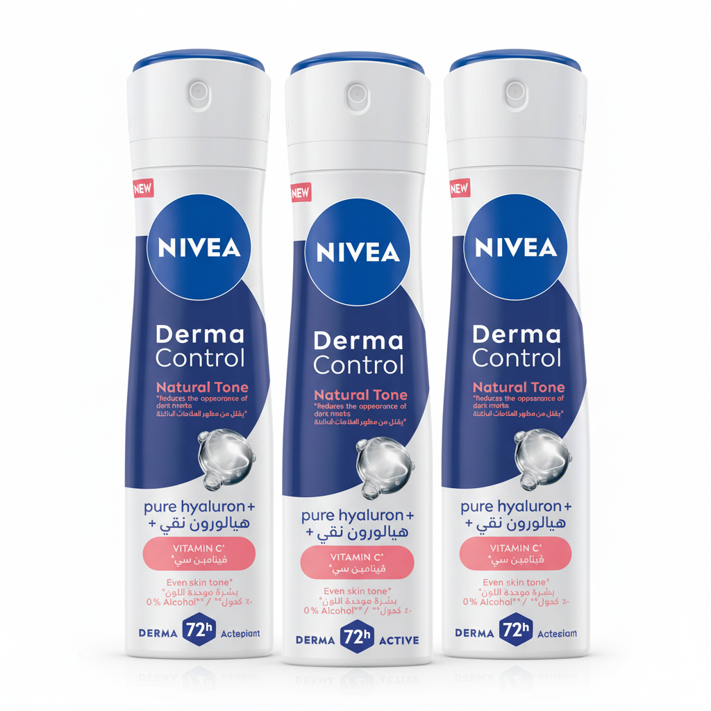 NIVEA FEMALE DEO SPRAY DERMA CONTROL EVEN TONE 150M (Pack of 3)