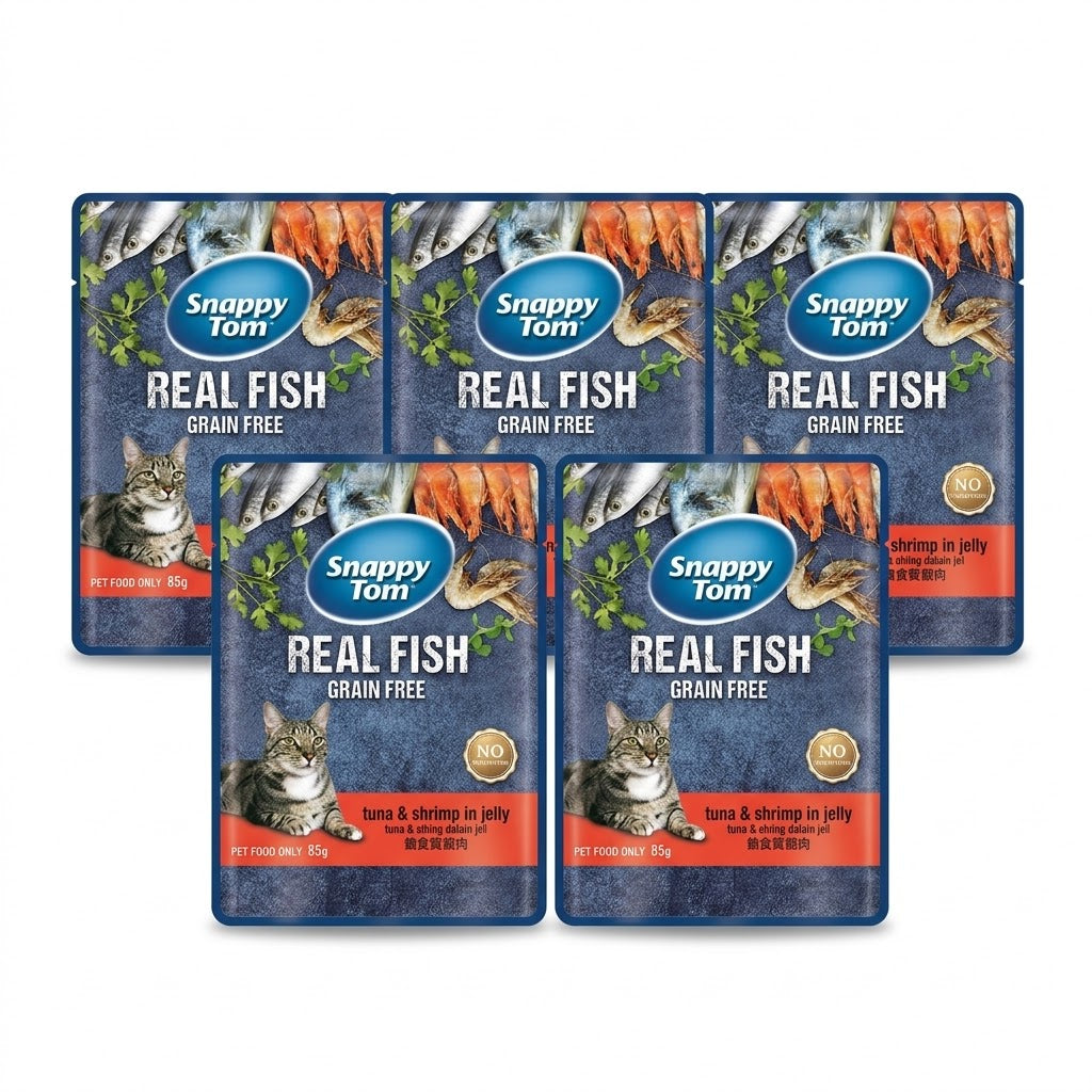 Snappy Tom Tuna And Shirmp In Jelly Pouch 85gm (Pack of 5)